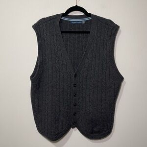 Modern Amusement Men Grey button down 100% merino wool vintage vest in size XXL